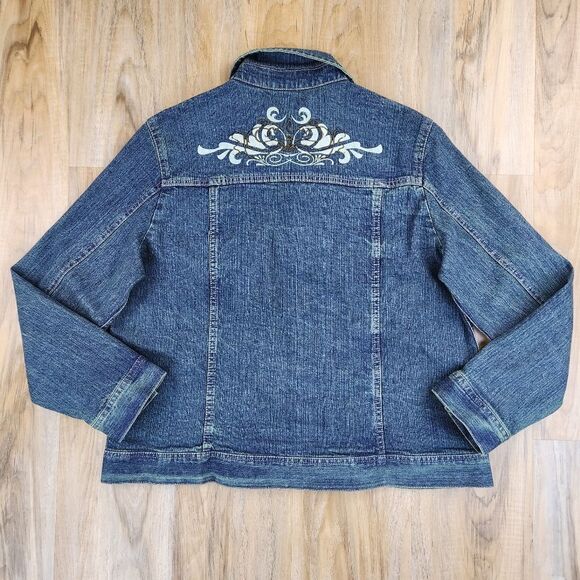 🩵NWOT PartyLite Blue Denim Buttoned Jacket Medium - Picture 2 of 12